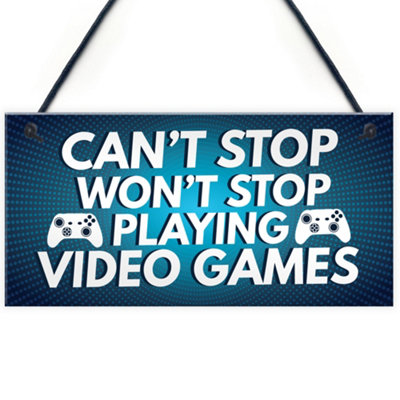 Red Ocean Gaming Sign Retro Hanging Plaque For Boys Bedroom Man Cave Sign Gift For Gamer from B&Q