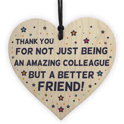Red Ocean Colleague Thank You Gifts Novelty Wooden Heart Gift For Colleague / Friend Leaving Work Retirement Gifts from B&Q