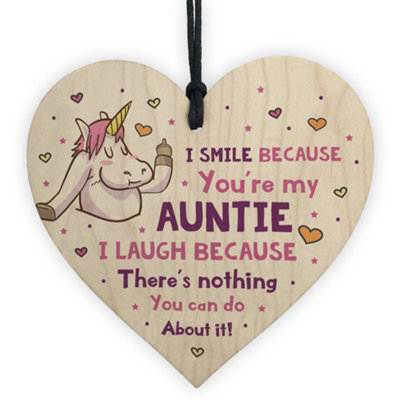 Red Ocean Funny Rude Auntie Gift Wooden Heart Auntie Sister Gift For Birthday Christmas Keepsake Gift from B&Q