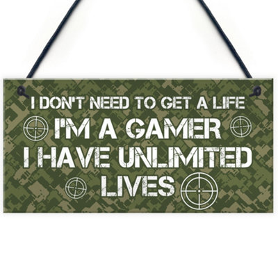 Red Ocean Gaming Bedroom Sign Funny Gamer Gift Novelty Bedroom Sign Gift For Son Brother Gamer from B&Q