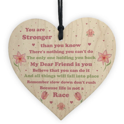 Red Ocean You Are Stronger Inspirational Gift Motivational Sign Wood Heart Friendship Gift Thank You Plaque from B&Q