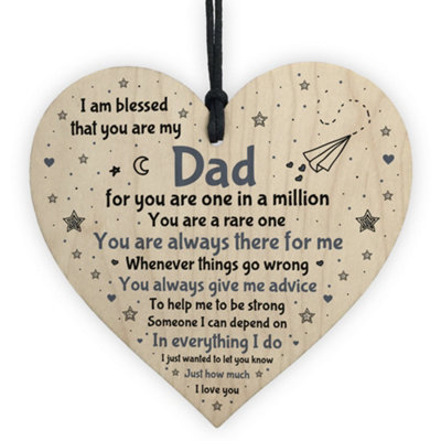 Red Ocean Dad Gift Wooden Heart Special Birthday Christmas Gift For Dad From Daughter Son from B&Q