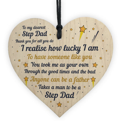 Red Ocean Step Dad Gift Novelty Plaque Wooden Heart Thank You Gift For Him Gifts For Dad from B&Q
