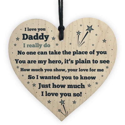 B&Q -  Gift For Daddy Wooden Heart Daddy Birthday Christmas Gift For Him From Daughter Son