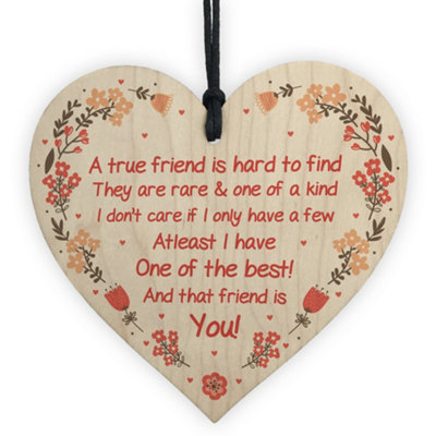 Red Ocean True Friend Plaque Friendship Gift Best Friend Sign Wooden Hanging Heart Thank You Gift from B&Q