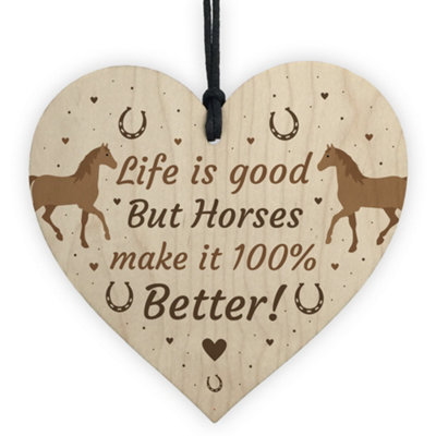 Red Ocean Funny Friendship Gift Horse Gifts For Women Wooden Heartn Stable Accessory Wall Door Sign from B&Q