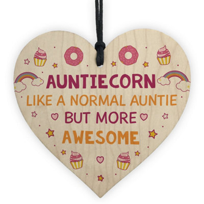 Red Ocean Handmade Auntie Gift Novelty Sister Plaque Wooden Heart Birthday Christmas Unicorn Sign from B&Q
