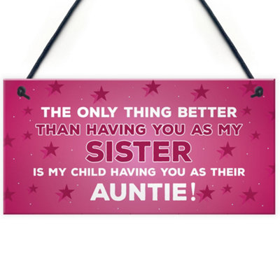 Red Ocean Novelty Gift For Auntie Sister Birthday Christmas Gifts Hanging Plaque Sister Gift Thank You from B&Q