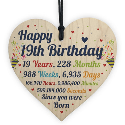 Red Ocean 19Th Birthday Gifts 19Th Card Wood Heart Gift For Son Daughter Keepsake from B&Q