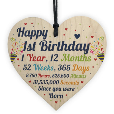 Red Ocean 1St Birthday Gifts 1St Birthday Wood Heart Gift For Baby Child Son Daughter from B&Q
