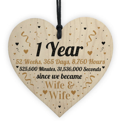 Red Ocean 1St Wedding Anniversary Gift For Wife Wooden Heart Same Sex First Wedding Anniversary Present from B&Q
