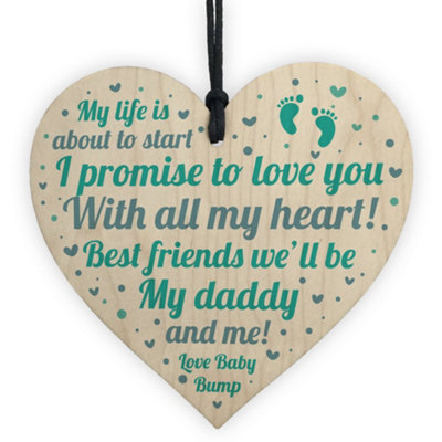 B&Q -  Dad Birthday Christmas Gifts Wooden Heart Daddy To Be Gifts From Bump Keepsake