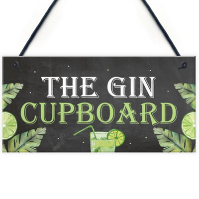 B&Q -  Funny Sign Gin Gifts Man Cave Home Bar Pub Plaque Garden Shed Sign