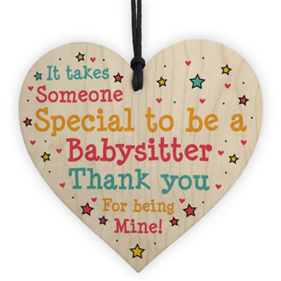 Red Ocean Babysitter Childminder Thank You Gift Present Wooden Heart Sign Nursery Leaving Baby Gifts from B&Q