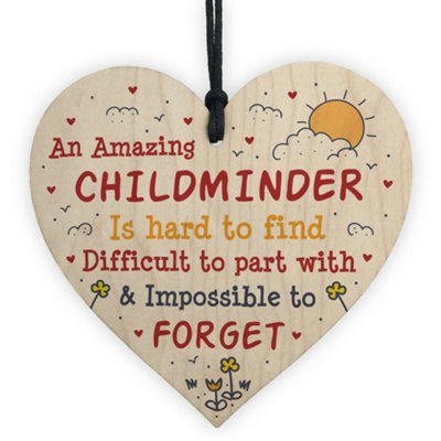 Red Ocean Childminder Leaving Gifts Wooden Heart Sign Thank You Gift For Babysitter Leaving Pre School Nursery Gifts from B&Q