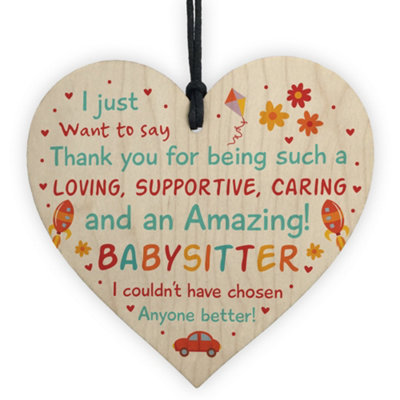 Red Ocean Babysitter Thank You Gifts Wooden Heart Gift For Childminder Best Babysitter Present from B&Q