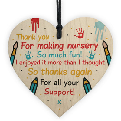 B&Q -  Nursery Teacher Teaching Assistant Thank You Gifts From Child Wooden Heart Leaving Nursery School Present