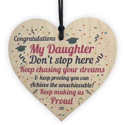 Red Ocean Graduation Gifts For Daughter Wooden Heart Plaque Gift For Her Congratulations Gifts Leaving Univerisity Degree from B&Q