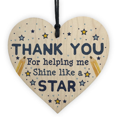 Red Ocean Thank You Wooden Heart Gift For Teacher Gift For Teaching Assistant Childminder Leaving Nursery School Gifts from B&Q