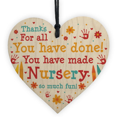 B&Q -  Leaving Nursery Gift Wooden Heart Thank You Nursery Teacher And Assistant Gift