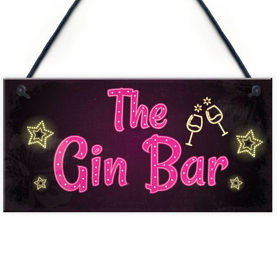 Red Ocean Novelty Gin Bar Sign Neon Effect Home Bar Man Cave Kitchen Sign Gin Gifts from B&Q