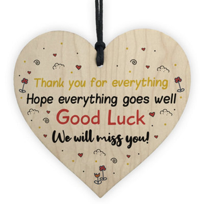 Red Ocean Wooden Heart Gift For Colleague Friendship Gift Thank You Leaving Work Good Luck Gift
