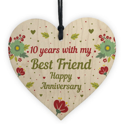 Red Ocean 10Th Wedding Anniversary Gift For Husband Wife Wooden Heart Gifts For Her Him from B&Q