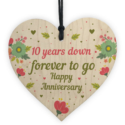 Red Ocean Funny 10Th Wedding Anniversary Gift Wooden Heart Husband Wife Gifts For Her Him from B&Q