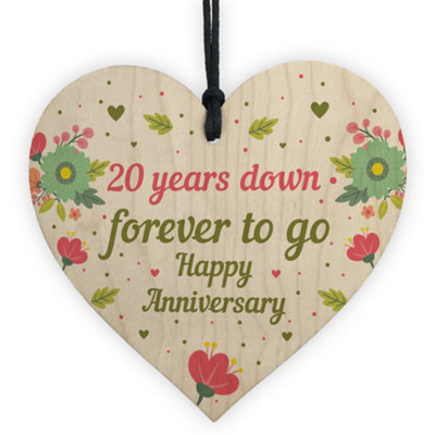 Red Ocean Funny 20Th Wedding Anniversary Gift Wooden Heart Husband Wife Gifts For Her Him from B&Q