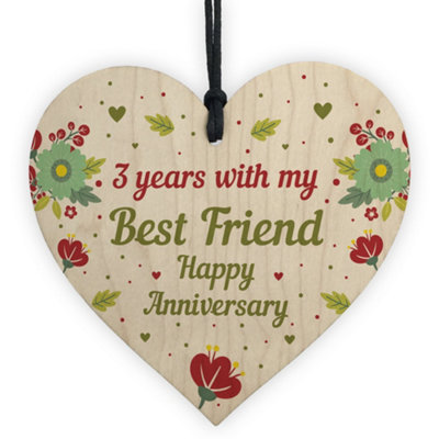 Red Ocean 3Rd Wedding Anniversary Gift For Husband Wife Wooden Heart Gifts For Her Him from B&Q