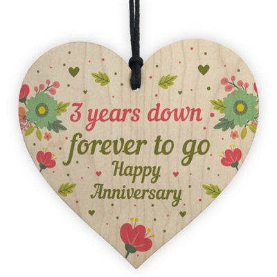 Red Ocean Funny 3Rd Wedding Anniversary Gift Wooden Heart Husband Wife Gifts For Her Him from B&Q