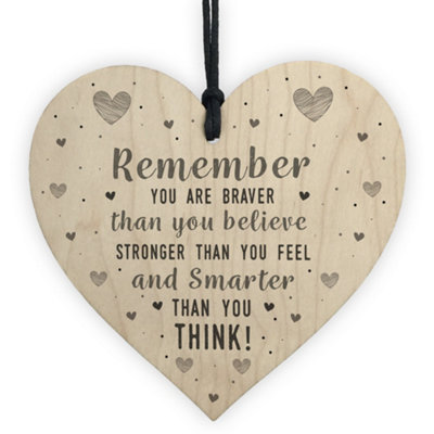 Red Ocean Stronger Inspirational Wood Heart Friendship Gifts Quote Butterfly Love Sign from B&Q
