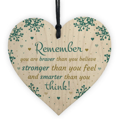 Red Ocean Stronger Inspirational Hanging Heart Plaque Friendship Gifts Quote Friend Sign from B&Q