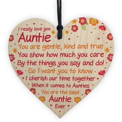 Red Ocean Auntie Birthday Gifts From Niece And Nephew Wooden Heart Sister Christmas Gift from B&Q
