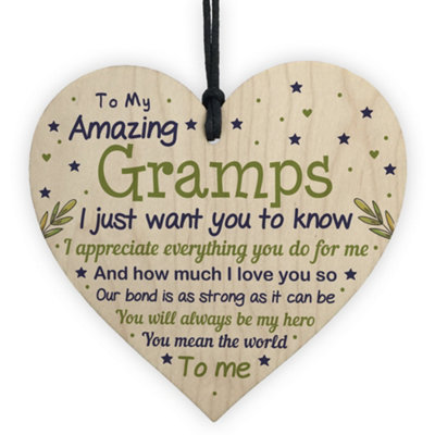 Red Ocean Cute Gramps Birthday Christmas Wooden Heart Gifts From Grandchildren Grandparent Plaque from B&Q