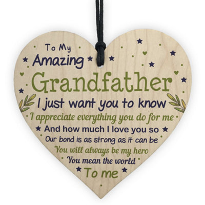 Red Ocean Cute Grandfather Birthday Christmas Wooden Heart Gifts From Grandchildren Grandparent Plaque from B&Q