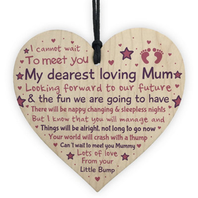 Red Ocean Mummy Mum To Be Pregnancy Congratulations Gift From Bump Baby Shower Gift Wooden Heart from B&Q