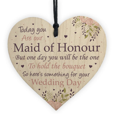 Red Ocean Maid Of Honour Wedding Gift Thank You Wooden Heart Bouquet Decor Gift For Friend