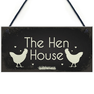 B&Q -  Funny Hen Cockerel Rooster Plaque Sign Chicken Cock Hen House Coop Egg Garden Gift