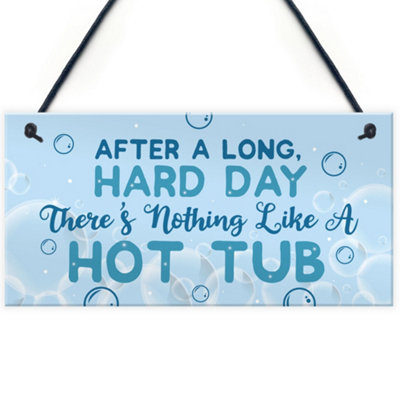 Red Ocean Funny Hot Tub Sign Garden Signs And Plaque Summer House Plaque Pool Jacuzzi Gift from B&Q