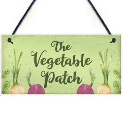 Red Ocean The Vegetable Patch Hanging Sign Garden Sign Summer House Plaque Shed Sign Garden Lover Gifts from B&Q