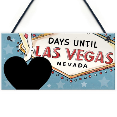Red Ocean Chalkboard Countdown To Holiday Sign Days Until Vegas Countdown Plaque Home Decor from B&Q
