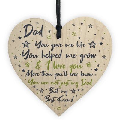 B&Q -  Dad Daddy Gifts From Daughter Son Wooden Heart Fathers Day Gift Dad Birthday Gift Thank You Keepsake