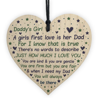 Red Ocean Daddy's Girl Wooden Heart Fathers Day Gift From Daughter Thank You Gifts For Him Daddy Daughter Gifts from B&Q