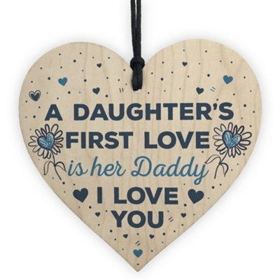B&Q -  Love Daddy Dad Wooden Heart Happy Birthday Card Gift Daughter Baby Thank You Keepsake