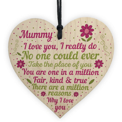 Red Ocean Thank You Gift For Mummy Wooden Heart Mum Birthday Gift From Daughter Son Keepsake from B&Q