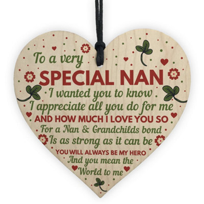 Red Ocean Nan Gifts From Grandchildren Wooden Heart Nan Birthday Gifts Nan Christmas Gifts from B&Q