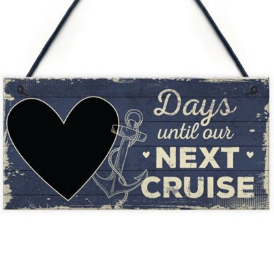 Red Ocean Chalkboard Holiday Countdown Sign Days Until Our Next Cruise Holiday Gift Home Decor from B&Q