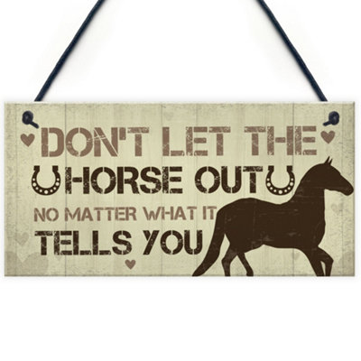 Red Ocean Funny Horse Sign For Home Stable Sign Funny Horse Gift For Horse Lovers Gate Sign Keepsake from B&Q