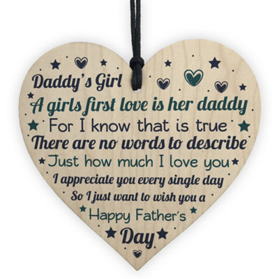 B&Q -  Daddys Girl Fathers Day Gift Wooden Heart Gifts For Dad From Daughter Daddy Gifts Keepsake